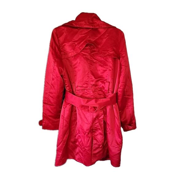 Torrid Womens Red Chiffon Drape Trench Coat Jacket Single Button Size 1 - Picture 3 of 10